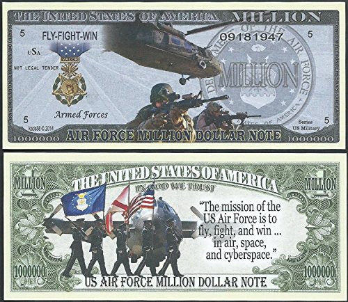 Us AIR Force Mission Million Dollar Bill Lot of 100 Bills
