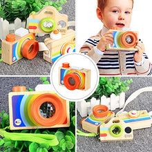 Load image into Gallery viewer, balacoo Kaleidoscope Toy Wood Camera Shaped Kaleidoscope Educational Toy Pretend Play Binoculars Toy Bird Binocular for Kids Orange
