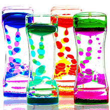 Load image into Gallery viewer, Liquid Motion Bubbler Timer Pack of 4 Colorful Hourglass Liquid Bubbler ADHD Fidget Toy Sensory Toys Anxiety Toys Autism Toys Children Activity Calm Relaxing Desk Toys for Kids Teenager Adults
