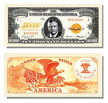Load image into Gallery viewer, $10,000 Dollar Gold Certificate Novelty $10,000 Bill - 10 Count with Bonus Clear Protector &amp; Christopher Columbus Bill
