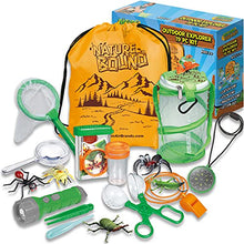 Load image into Gallery viewer, Nature Bound 19 PC Outdoor Explorer Kit &amp; Bug Catcher Set with Flashlight, Compass, Magnifying Glass, Butterfly Net, and More
