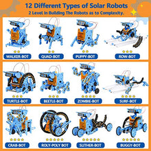 Load image into Gallery viewer, Sillbird STEM Projects 12 in 1 Solar Robot Toys for Kids, 190 Pieces Solar and Cell Powered Dual Drive Motor DIY Building Science Learning Educational Experiment Kit, Gift for Boys Girls Aged 8-12
