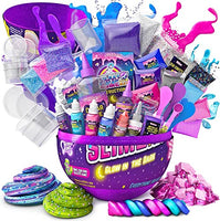 GirlZone Egg Surprise Galaxy Slime Kit for Girls, 41 Pieces to Make Glow in The Dark Slime with Lots of Fun Glitter Slime Add Ins, Great Gift Idea