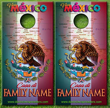 Load image into Gallery viewer, DaVinci Wrap Masters &#39;Casa di Familia: Mexico! Personalized Laminated Vinyl Corn Hole Board Decals.

