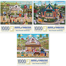 Load image into Gallery viewer, Bits and Pieces - Value Set of Three (3) 1000 Piece Jigsaw Puzzles for Adults - Puzzles Measures 20&quot; x 27&quot; - 1000 pc Nick Of Time, Veterinary, Grocery Village Vintage Jigsaws by Artist Joseph Holodook
