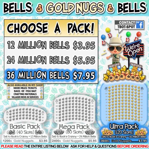 ACNH: Bells | Gold Nuggets Ultra Pack - 36 Million Bells