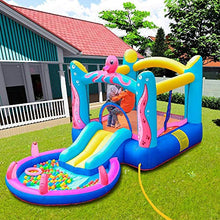 Load image into Gallery viewer, TiliKuly Inflatable Kids Bounce House with 350w Blower Spray Water Slides Bouncy House for Kids Outdoor Water Pool Octopus Jumping Bouncy Castle Toddlers Kid Party Backyard Inflatable Bouncers House

