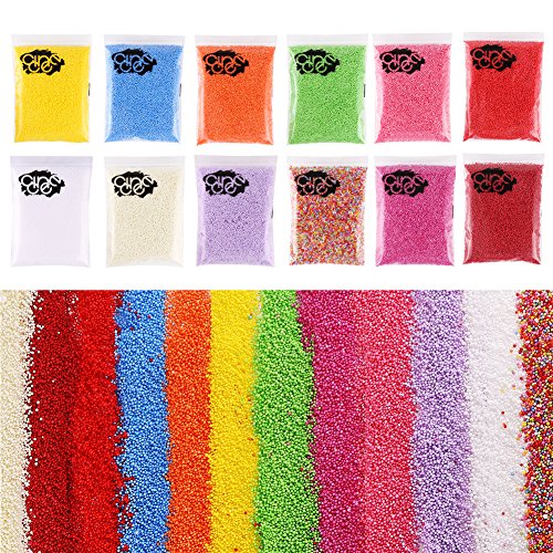 DECORA 240000 Pieces 2-3mm Mini Foam Balls Rainbow Styrofoam Beads Decorative Slime Beads for Slime Doll Vase Filling 12 Pack