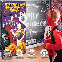 Load image into Gallery viewer, Number-one Halloween Toss Games Banner with 3 Bean Bags Halloween Party Activities Decoration Kids Game Banner Indoor and Outdoor Supply Set with 21.2ft Ribbon for Children Adults (30 X 54)
