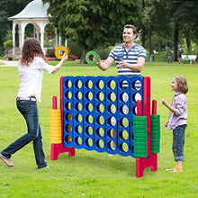Load image into Gallery viewer, COOURIGHT 4 to Score Giant Game Set, Giant 4-in-A-Row, 4 Feet Wide by 3.5 Feet Tall, Jumbo 4-to-Score with 42 Jumbo Rings &amp; Quick-Release Slider for Holiday Party &amp; Family Game
