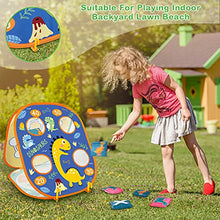 Load image into Gallery viewer, 3 in 1 Bean Bag Toss Game Set for Kids, Outside Toys for Kids Toddlers Ages 3-5 4-8 4-7, Collapsible Cornhole and Dart Board with 8 Bean Bags, Crab &amp; Turtle Themed, Birthday Gift for Boys Girls (gold)
