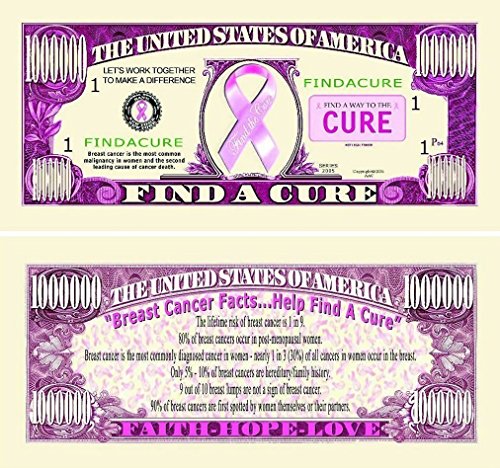 50 Find A Cure Million Dollar Bills with Bonus Thanks a Million Gift Card Set