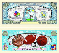 100 It's A Boy Million Dollar Baby Bills with Bonus Thanks a Million Gift Card Set