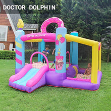 Load image into Gallery viewer, Doctor Dolphin Inflatable Donuts Jumping Castle for Kids, Inflatable Bounce House with Large Ball Pit/Mini Slide for Kids Birthday Party, with Blower
