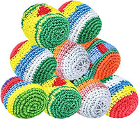 Heatoe 7 Packs Multi Stripe Knitting Hacky Sack, Assorted Pattern Hacky Ball Foot Bag Sack