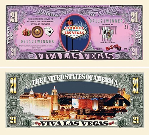 Las Vegas 21 Dollar Bill with Bonus Thanks a Million Gift Card Set and Clear Protector