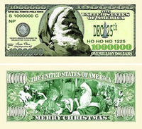 100 Classic Santa Million Dollar Bills with Bonus Thanks a Million Gift Card Set