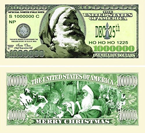100 Classic Santa Million Dollar Bills with Bonus Thanks a Million Gift Card Set