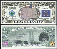 Load image into Gallery viewer, North Dakota State Million Dollar W Map, Seal, Flag, Capitol - Lot of 100 Bills

