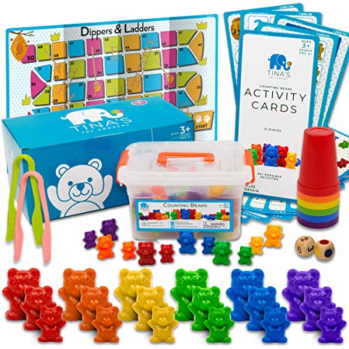 Counting Bears Color Sorting Toys for Toddlers Stacking Cups, Fine Motor Skills Toys, Occupational Therapy Speech Therapy Toys, Homeschool Preschool Learning Math Manipulatives Toddler Learning Toy