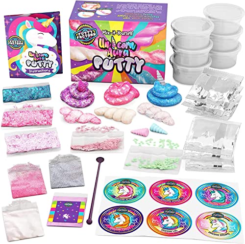 Original Stationery Unicorn Aura Putty, Mystical Glow in The Dark Putty Kit, Stress Putty for Kids, Soft Therapy Putty with Glitter, Complete DIY Unicorn Putty Set, Idea and Slime Kits 8-10