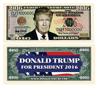 5 Donald Trump 2016 Presidential Dollar Bills with Bonus Thanks a Million Gift Card Set