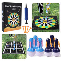 NATAKU Outdoor Lawn Game, Giant Tic Tac Toss Yard Game for Kids Adults and Family. Fun Family Indoor Game Set Double-Sides Playmat with 6 Inflatable Tumbler Darts