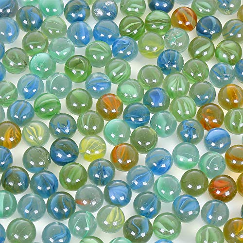 200 Count Bulk Assorted Colors Glass Marbles, ColorfulCatEyes 9/16 Inch Round MarblesToy forKidsforAquarium/ Game/ Vase/ Fish/ PlantDecor