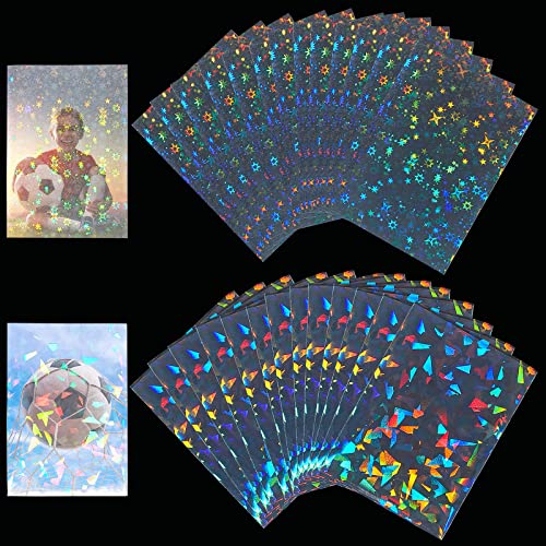 200 Pieces Double Side Holographic Card Sleeves Include 100 Pieces Broken Glass and 100 Pieces Gemstone Little Star Laser Photo Card Sleeves Kpop Photo Card Sleeves for Kpop Photo Cards, 61 x 88 mm