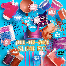 Load image into Gallery viewer, Slime Kit for Girls - Princess Unicorn Style Glow-in-The-Dark Slime Mixing Fun, Ages 10-12+12 Colors - Stretchiest Slime Kit, Slime Glitter, DIY Pink, Crafts and Toys Gift for Girls
