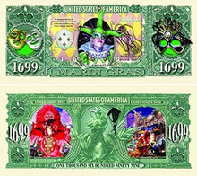 Load image into Gallery viewer, 100 Mardi Gras Million Dollar Bills with Bonus Thanks a Million Gift Card Set
