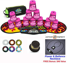 Load image into Gallery viewer, Speed Stacks Combo Set &#39;The Works: 12 Zippy Leopard 4&quot; Cups, Black Flame Gen 3 Mat, G4 Pro Timer, Cup Keeper, Stem, Gear Bag + Active Energy Necklace
