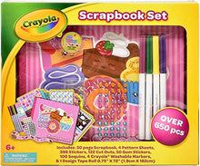 Load image into Gallery viewer, Crayola Scrapbook Activity Craft Kit, Mess Free Journal Set for Kids, Drawing Art Supplies Included Scrapbook, Pattern Sheets, Cut Outs, Gem Stickers, Sequins, Crayola Washable Markers, Tape and
