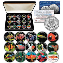 Load image into Gallery viewer, Tropical Fish Fresh Water Aquarium JFK Half Dollars 15-Coin Full Set with Box

