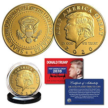 Load image into Gallery viewer, Donald Trump 2020 Keep America Great 45th President Gold Medallion Coin with Stand and Certificate
