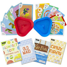 Load image into Gallery viewer, Imagination Generation Set of 4 Classic Children&#39;s Card Games with 2 Hands-Free Playing Card Holders - Includes Old Maid, Go Fish!, Crazy Eights, &amp; Alphabet Soup Matching Game
