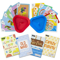 Imagination Generation Set of 4 Classic Children's Card Games with 2 Hands-Free Playing Card Holders - Includes Old Maid, Go Fish!, Crazy Eights, & Alphabet Soup Matching Game