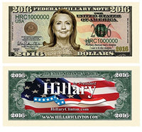 100 Hillary Clinton 2016 Presidential Dollar Bill with Bonus Thanks a Million Gift Card Set