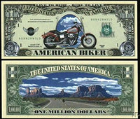 100 American Biker Million Dollar Bills with Bonus Thanks a Million Gift Card Set