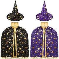 2 Sets Kids Halloween Costumes Witch Cloak Witch Cape with Hat Children Halloween Costume Kids Cosplay Party Accessories for 3-12 Years Kids Boys Girls(Purple)