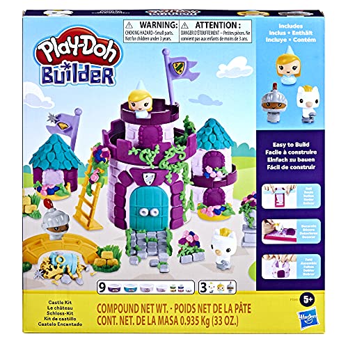 Play-Doh Builder Castle Kit Building Toy for Kids 5 Years and Up with 9 Cans of Non-Toxic Modeling Compound - Easy to Build DIY Craft Set