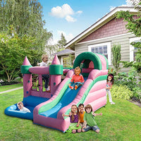 Volowoo Inflatable Bounce House,Kids Castle Jumping Bouncer with Slide, for Outdoor and Indoor, Durable Sewn with Extra Thick Material, for Kids Summer Garden Water Party (Jellyfish, without Inflator)