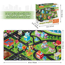 Load image into Gallery viewer, PRETYZOOM City Theme Kids Carpet Playmat Traffic Playing Rug Educational Scene Map Floor Cushion with Alloy Pull Back Vehicles 170 x 90 cm Household Supplies
