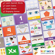 Load image into Gallery viewer, Spanish Flash Cards for Kids and Toddlers - 101 Cards - 202 Sides - Learn Shapes, Numbers, Colors, Body Parts, Counting, Letters &amp; More - Great Value, Fun Learning and Educational Flashcards
