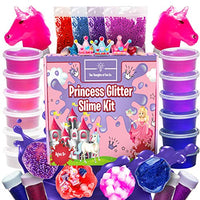 Slime Kit for Girls - Princess Unicorn Style Glow-in-The-Dark Slime Mixing Fun, Ages 10-12+12 Colors - Stretchiest Slime Kit, Slime Glitter, DIY Pink, Crafts and Toys Gift for Girls