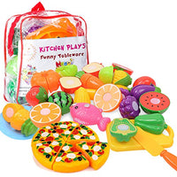 Kimicare Kitchen Toys Fun Cutting Fruits Vegetables Pretend Food Playset For Children Girls Boys Edu