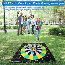 Load image into Gallery viewer, NATAKU Outdoor Lawn Game, Giant Tic Tac Toss Yard Game for Kids Adults and Family. Fun Family Indoor Game Set Double-Sides Playmat with 6 Inflatable Tumbler Darts
