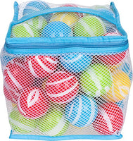 KC CUBS Pack of 50 BPA Free Crush Proof Plastic Ball, Pit Balls, Tent, Playhouse, Bounce House, Kids Room - 4 Primary Bright Colors in Reusable and Durable Storage Mesh Bag with Zipper Striped Colors