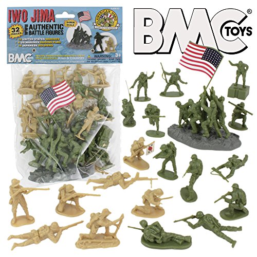 BMC WW2 Iwo Jima Plastic Army Men - 32 American and Japanese Soldier Figures