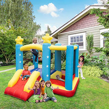 Load image into Gallery viewer, Miajin Inflatable Bounce House, 9x9 Feet Bounce House with Long Slide, Basketball Hoop and Sun Roof, Ages 3-10 Years (with Air Blower)
